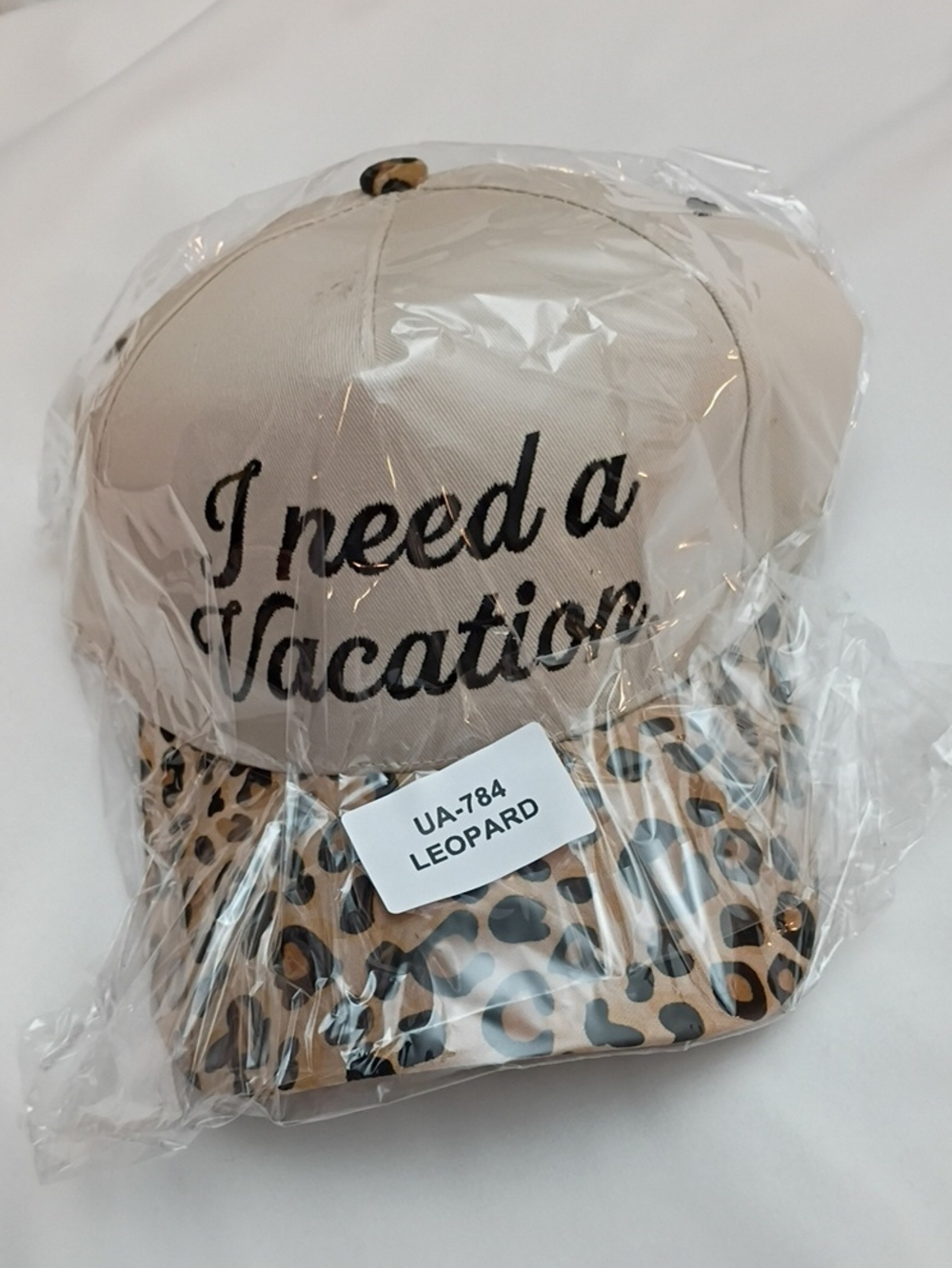I Need a Vacation Women's Beige Leopard Cap